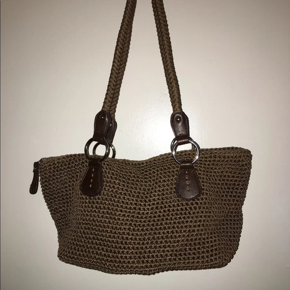 LINA CROCHET TAUPE DOUBLE BRAIDED SHOULDER BAG